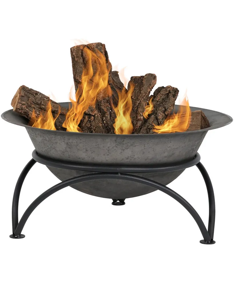 Sunnydaze Decor 23.5-Inch Fire Wood-Burning Cast Iron Fire Pit Bowl and Stand - Dark Gray