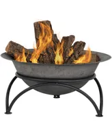 Sunnydaze Decor 23.5-Inch Fire Wood-Burning Cast Iron Fire Pit Bowl and Stand - Dark Gray