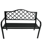 Decorative Lattice 2-Person Cast Iron Garden Bench - 615-Pound Weight Capacity - Black