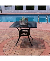 Sunnydaze Decor Cast Aluminum Patio Dining Table with Umbrella Hole - 35-Inch Square - Black