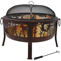 30-Inch Outdoor Fire Pit - Round Wood-Burning Backyard and Patio Fire Pit for Outside