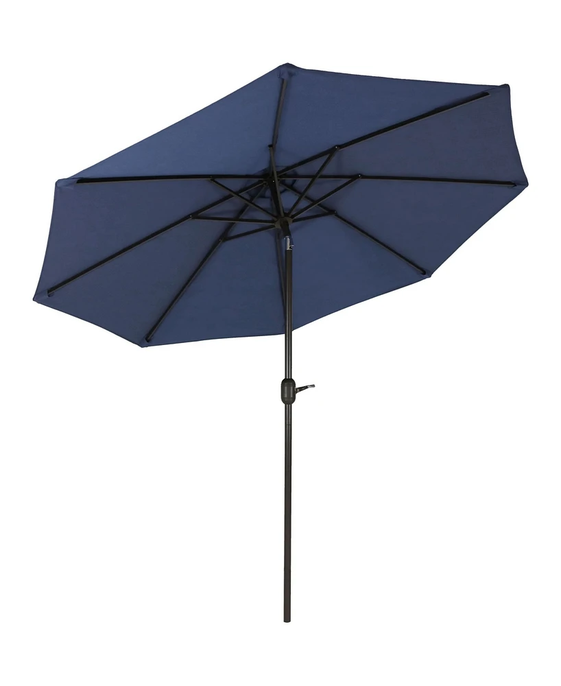 9-Foot Patio Umbrella with Fade Resistant Canopy - Auto Tilt and Crank - Rust-Resistant Aluminum Pole - Navy Blue