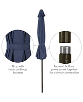 9-Foot Patio Umbrella with Fade Resistant Canopy - Auto Tilt and Crank - Rust-Resistant Aluminum Pole - Navy Blue