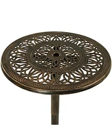 40-Inch H Cast Iron Bar Height Patio Table - 26-Inch Tabletop Diameter - Bronze Color