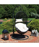 Cordelia Resin Wicker Hanging Egg Chair - 265-Pound Weight Capacity Includes Gray Polyester Cushion and Headrest