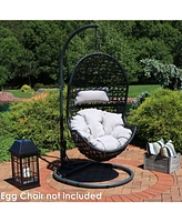 Sunnydaze Decor Steel Egg Chair Stand with Extra-Wide Round Base - Black Powder-Coated Finish - 76 Inches H