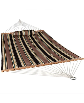 Quilted Outdoor Hammock with Spreader Bars - Heavy-Duty 450-Pound Capacity Double Hammock for Outside - Sandy Beach