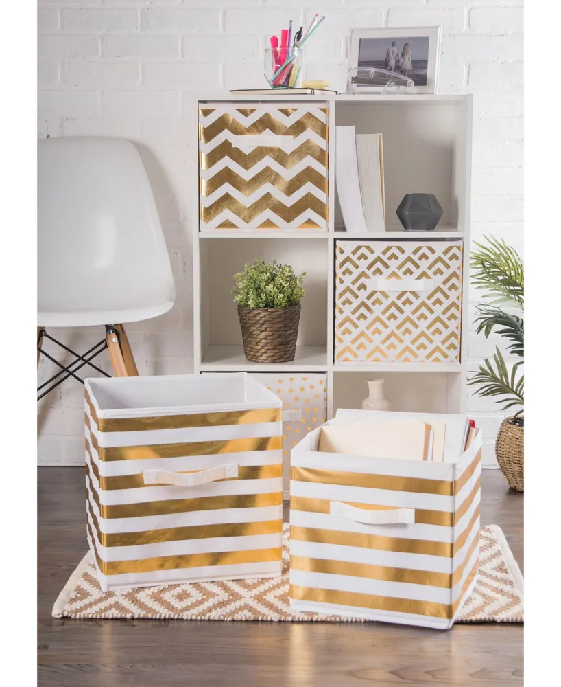 Design Imports Non-woven Polyester Cube Stripe Square Set of 4