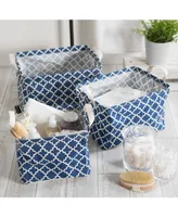 Design Imports Polyethylene Coated Cotton Polyester Laundry Bin Lattice Rectangle Extra Large Set of 2