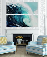 Empire Art Direct Blue Wave 1 2 Frameless Free Floating Tempered Glass Panel Graphic Wall Art, 24" x 63" x 0.2"