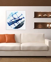 Empire Art Direct Blue Stripes 2 Frameless Free Floating Tempered Glass Panel Graphic Abstract Wall Art, 38" x 38" x 0.2"