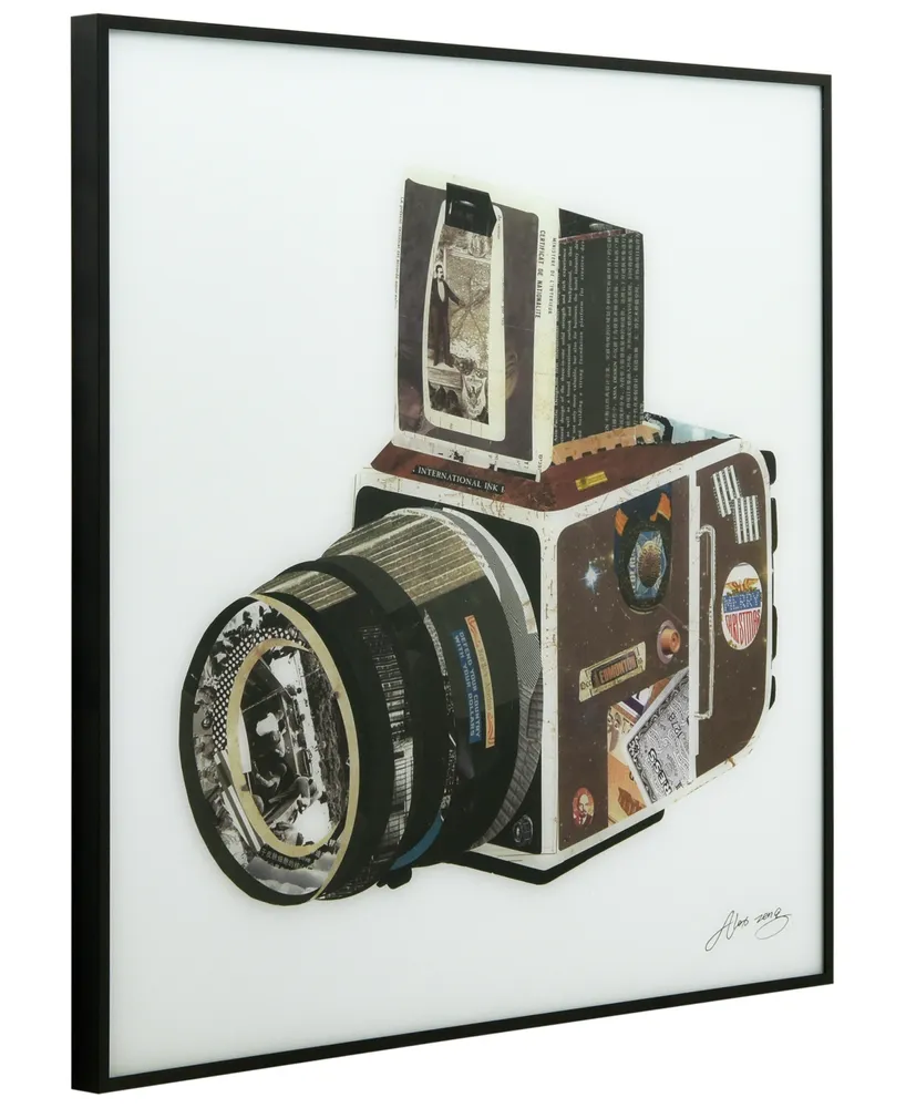 Empire Art Direct Film Projector Camera Reverse Printed Art Glass and Anodized Aluminum Frame Wall Art, 48" x 48" x 1.5"