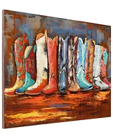 Empire Art Cowboy's Boots Mixed Media Iron Hand Painted Dimensional Wall Art, 30" x 40" x 2.4"
