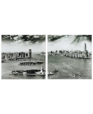 Empire Art Direct New York Skyline A B Frameless Free Floating Tempered Glass Panel Graphic Wall Art, 36" x 36" x 0.2"