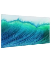 Empire Art Direct Blue Wave Frameless Free Floating Tempered Art Glass Wall Art by Ead Art Coop, 36" x 72" x 0.2"