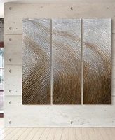 Empire Art Direct Gold Waves 3-Piece Textured Metallic Hand Painted Wall Art Set by Martin Edwards, 60" x 20" x 1.5"