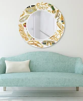 Empire Art Direct Gold Charm Round Beveled Wall Mirror on Free Floating Reverse Printed Tempered Art Glass, 36" x 36" x 0.4"
