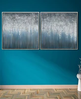 Empire Art Direct Blue Rain Textured Metallic Hand Painted Wall Art Set by Martin Edwards, 36" x 36" x 1.5"