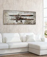 Empire Art Direct Model airplane Metallic Handed Painted Rugged Wooden Wall Art, 24" x 60" x 2.6"