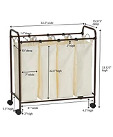 Household Essentials Rolling 4 Bag Laundry Sorter