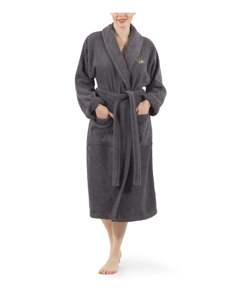Linum Home Embroidered with Cheetah Crown Terry Bath Robe