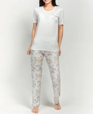 Mood Pajamas Ultra Soft Floral Short Sleeve Pajama Set