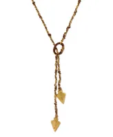 T.r.u. by 1928 Matte 14 K Gold Dipped Double Arrowhead Wrapped Lariat Necklace