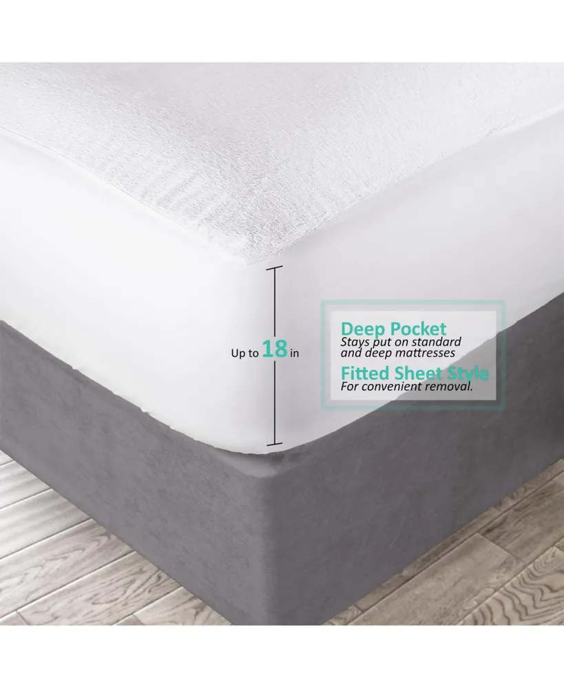 Nestl Deep Pocket Cotton Terry King Hypoallergenic Waterproof Mattress Protector