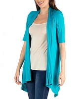 24seven Comfort Apparel Loose Fit Open Front with Half Sleeve Cardigan