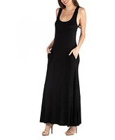 24seven Comfort Apparel Scoop Neck Sleeveless Maxi Dress with Pockets