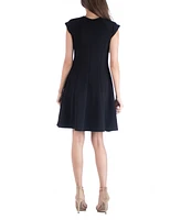 24seven Comfort Apparel Scoop Neck A-Line Dress with Keyhole Detail