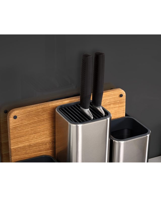 Joseph Joseph CounterStore Stainless Steel Organizer with Oak Chopping Board