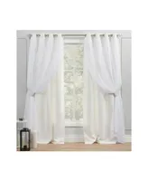 Exclusive Home Curtains Catarina Layered Solid Blackout and Sheer Grommet Top Curtain Panel Pair, 52" x 108"