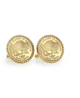 American Coin Treasures Gold-Layered 2005 Bison Nickel Rope Bezel Coin Cuff Links