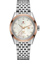 Rado Women's Swiss Automatic Golden Horse Diamond (1/10 ct t.w.) Stainless Steel Bracelet Watch 35mm