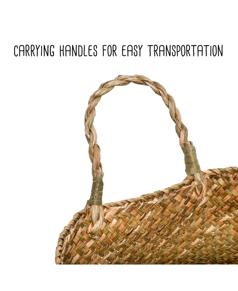 Honey Can Do Set of 2 Folding Seagrass Belly Baskets