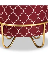 Furniture Candice Glam Quatrefoil Upholstered Ottoman