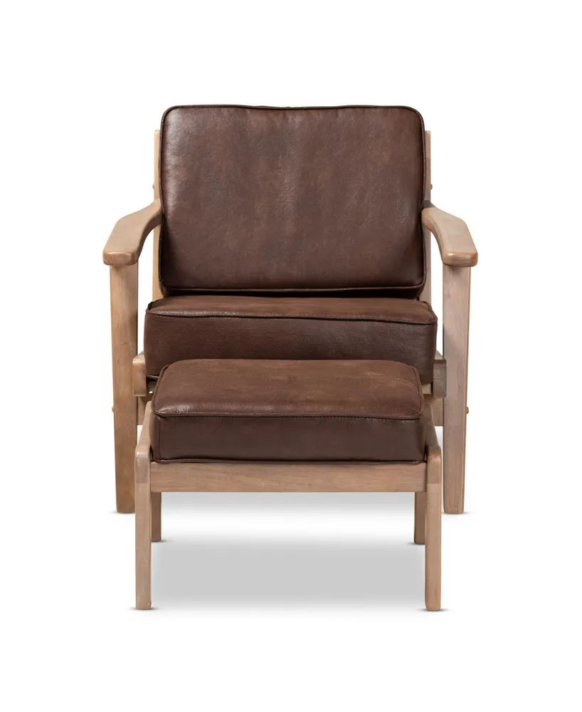 Furniture Sigrid Mid-Century Modern Armchair and Ottoman Set