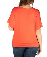 24seven Comfort Apparel Plus Short Sleeve Loose Fitting Dolman Top