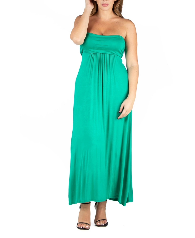 24seven Comfort Apparel Plus Strapless Maxi Dress