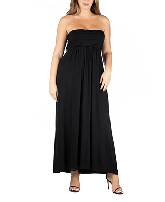 24seven Comfort Apparel Plus Strapless Maxi Dress