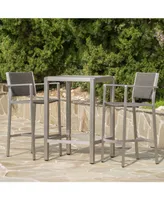 Noble House Cape Coral Outdoor 3 Piece Bar Set