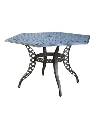 Noble House Cayman Traditional Outdoor Cast Hexagonal Dining Table