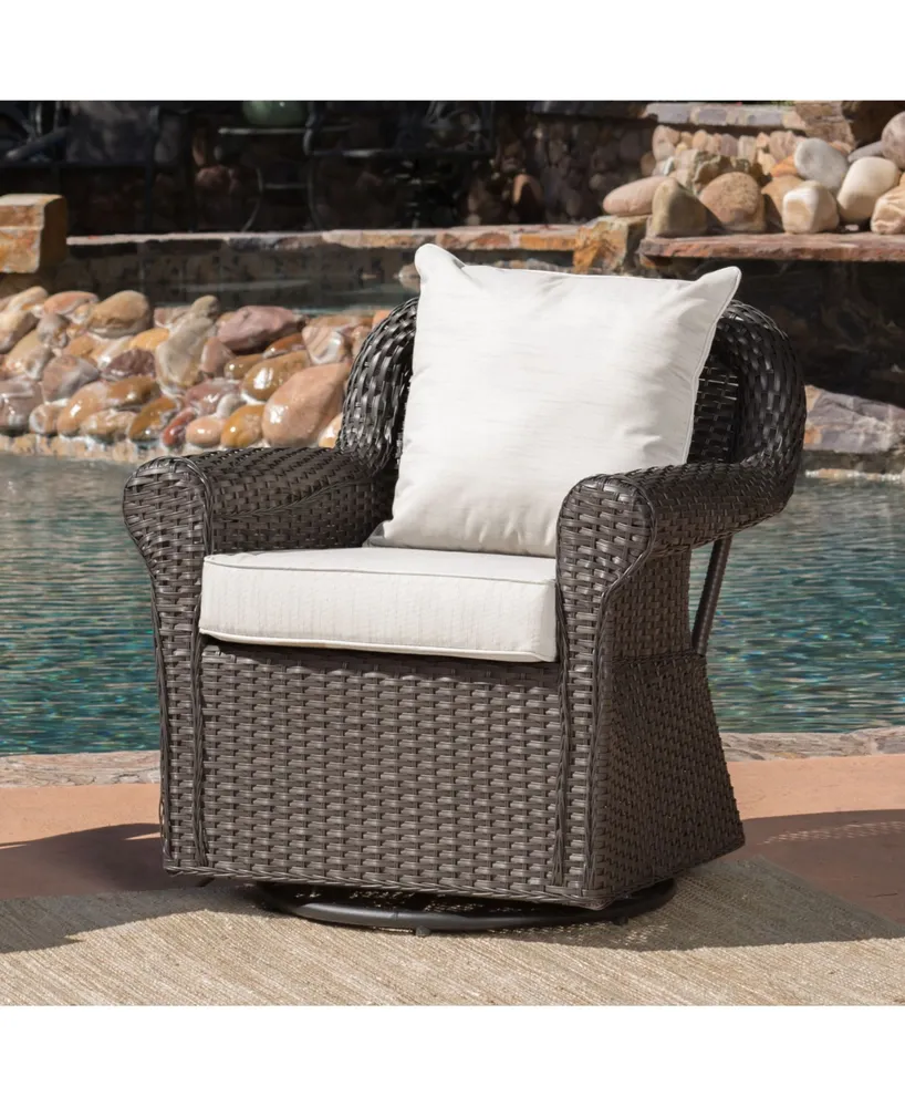 Noble House Amaya Outdoor Swivel Rocking Chair with Cushions