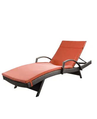 Noble House Salem Outdoor Chaise Lounge with Arms and Cushion