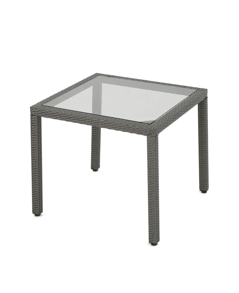 Noble House San Pico Outdoor Square Dining Table with Glass Top