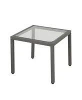 Noble House San Pico Outdoor Square Dining Table with Glass Top