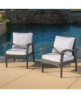 Noble House Bradley Outdoor Armchair with Cushions, Set of 2