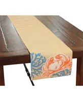 Xia Home Fashions Applique Crab with Print Coral Coastal Table Runner, 13.5" x 72"