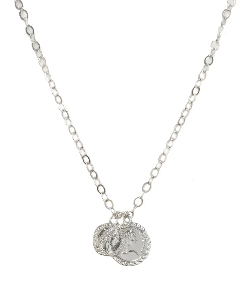 Ettika The Adventurer Double Rhodium Coin Women's Necklace